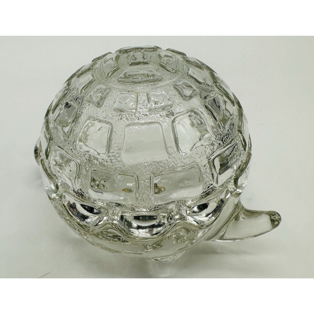 Anchor Hocking Turtle Covered Trinket Box Clear Glass Dish Jewelry Vintage USA - Picture 5 of 16